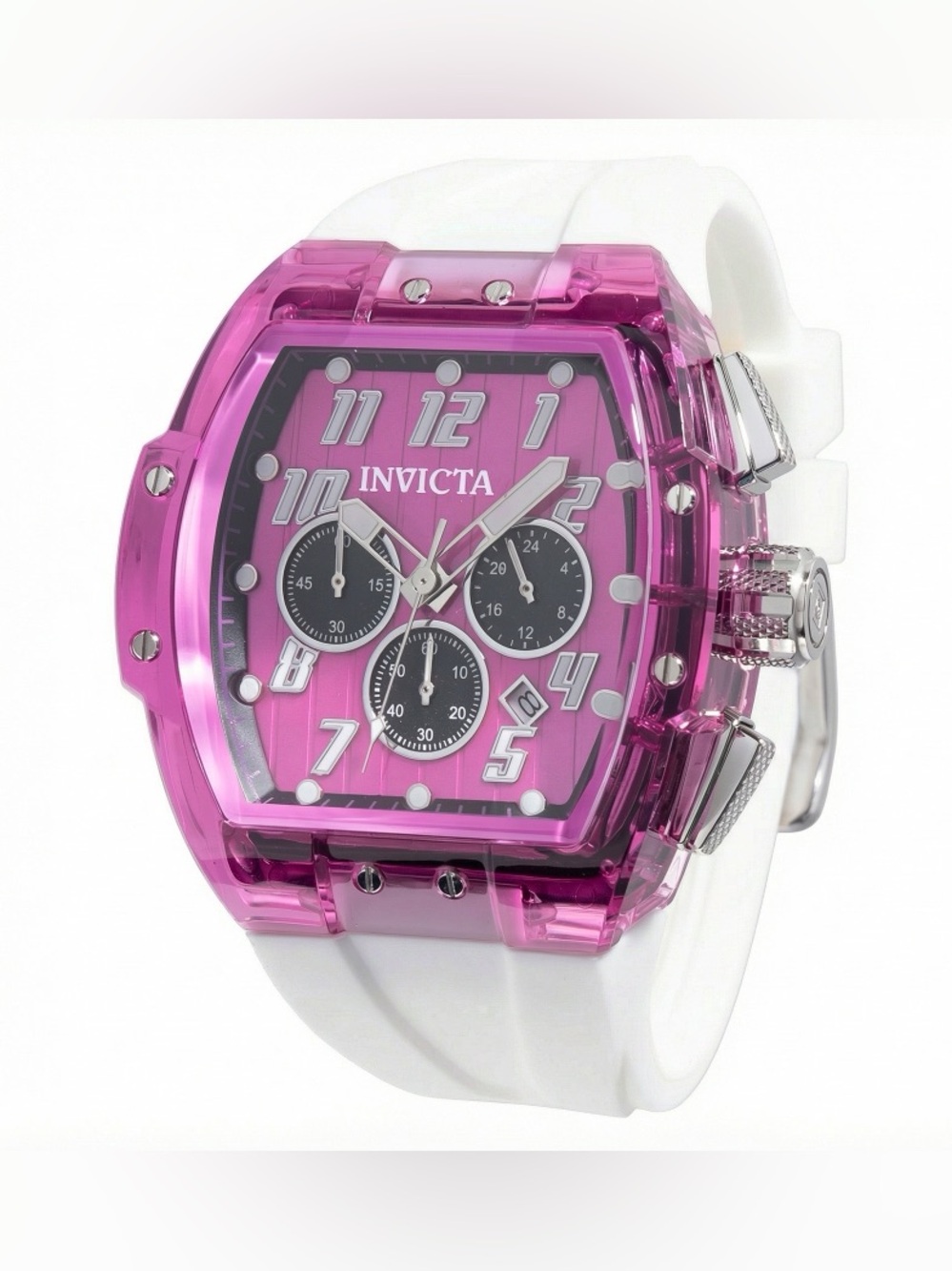 Invicta Men’s S1 Rally Kinesia Anatomic Pink & White Chronograph Watch NWT